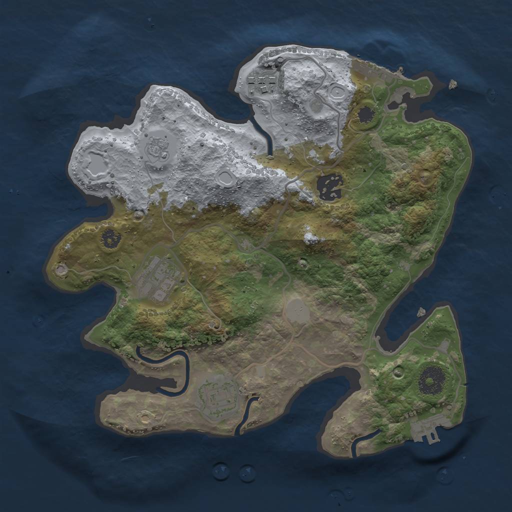 Rust Map: Procedural Map, Size: 2750, Seed: 2322, 12 Monuments