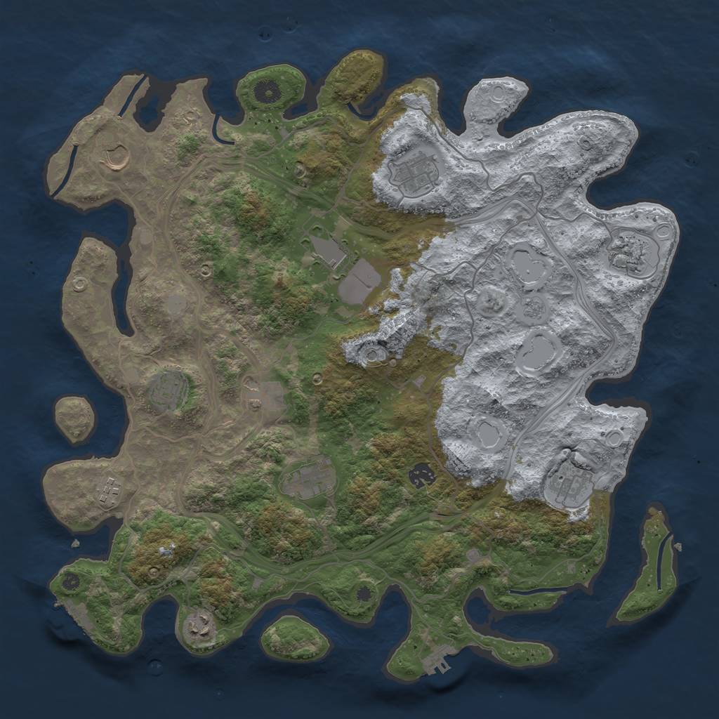 Rust Map: Procedural Map, Size: 4250, Seed: 1054902233, 20 Monuments