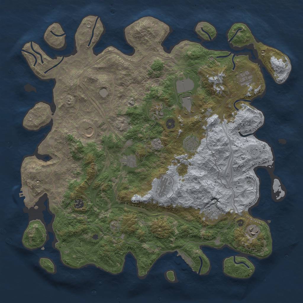 Rust Map: Procedural Map, Size: 4500, Seed: 1262336223, 20 Monuments