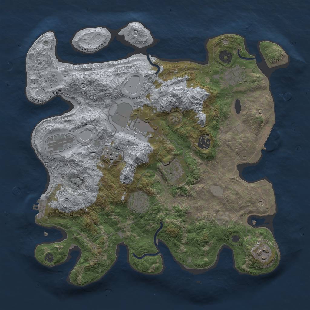 Rust Map: Procedural Map, Size: 3500, Seed: 888039868, 17 Monuments