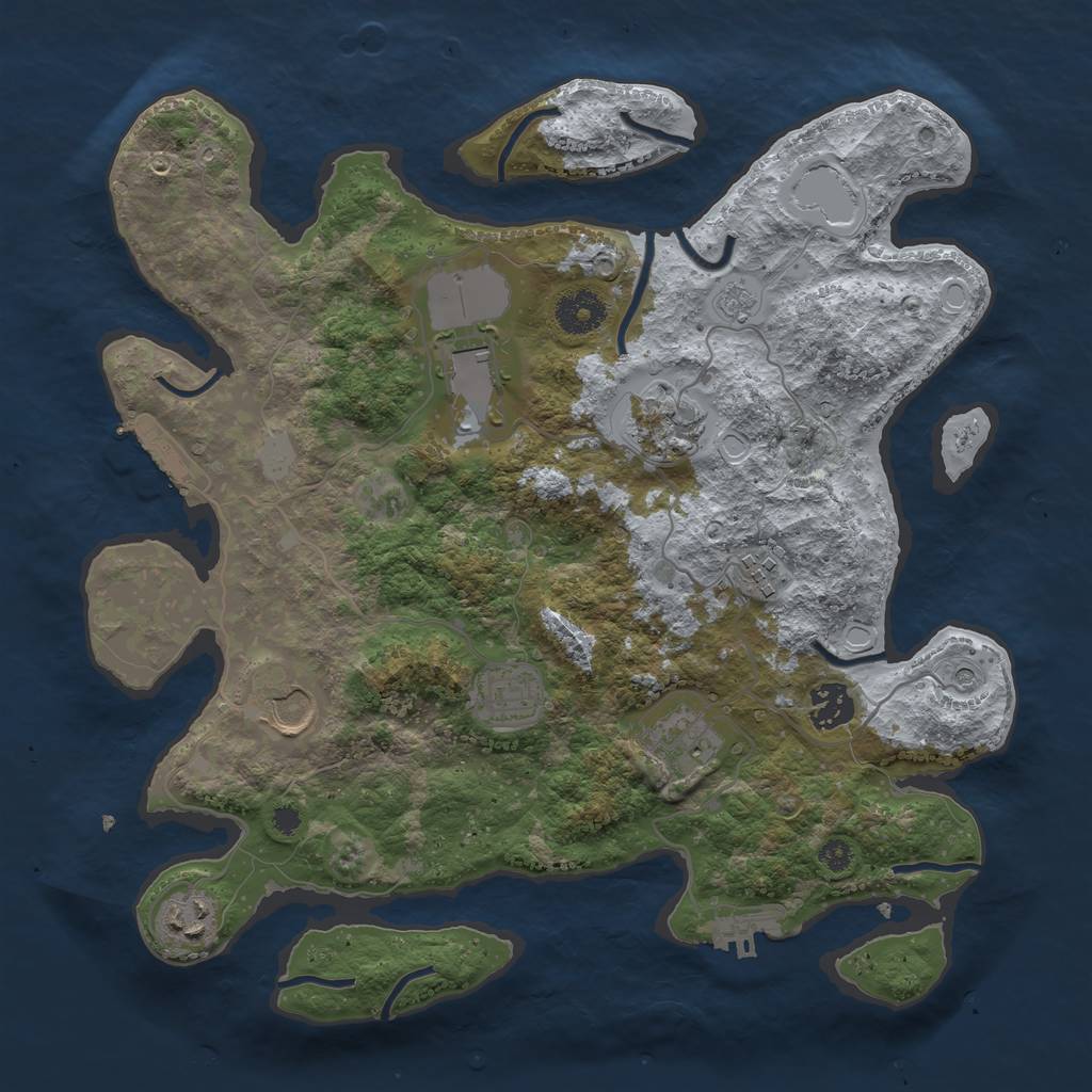 Rust Map: Procedural Map, Size: 3500, Seed: 816310475, 17 Monuments