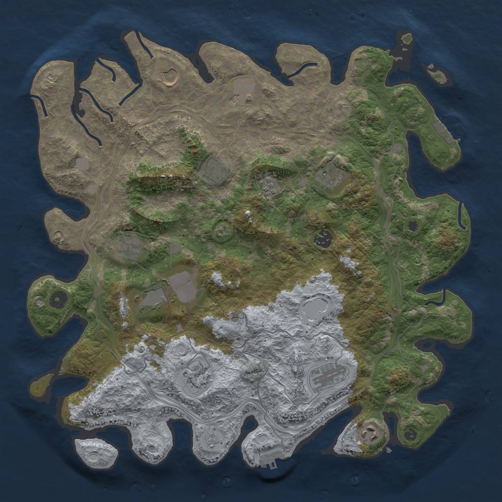 Rust Map: Procedural Map, Size: 4250, Seed: 998007, 20 Monuments