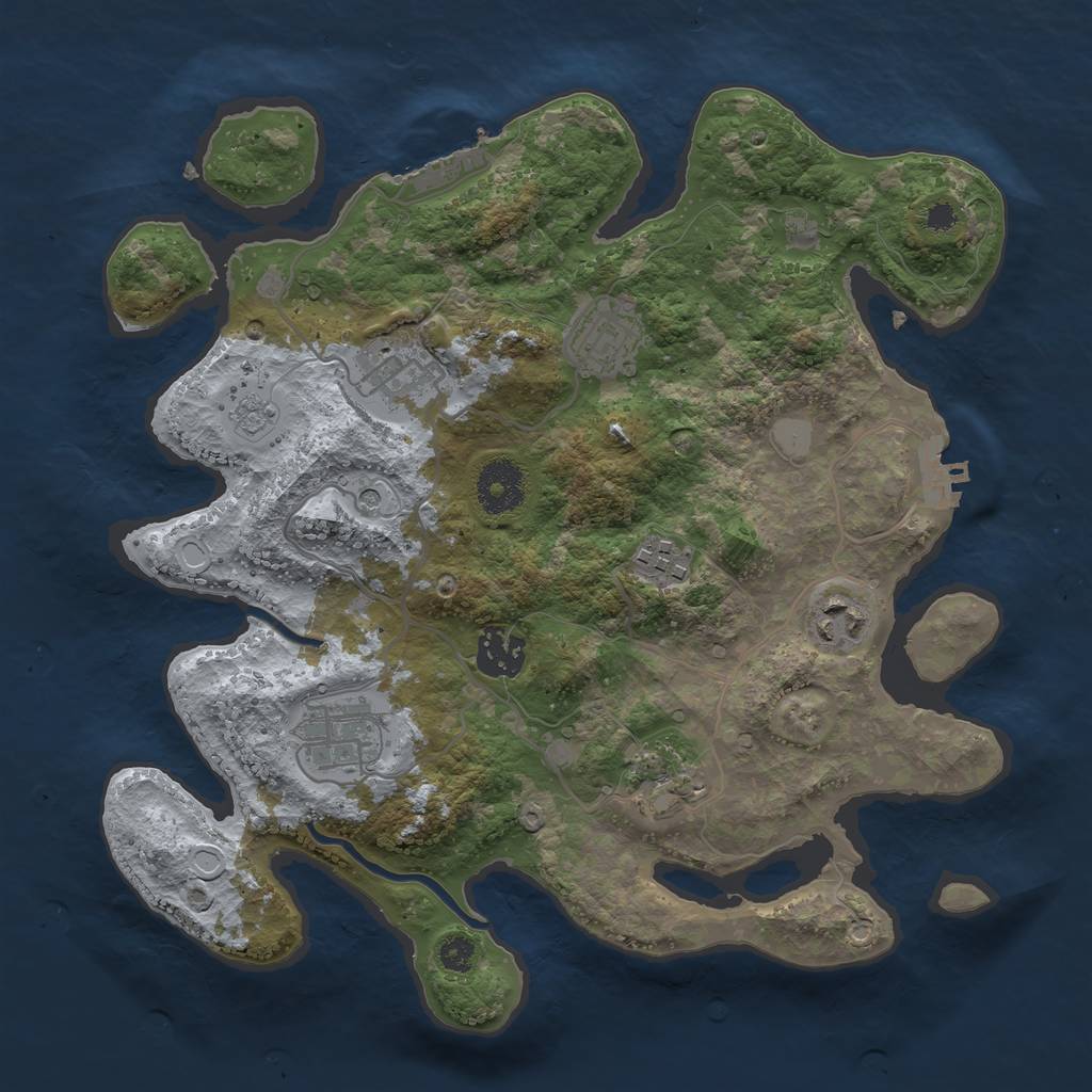Rust Map: Procedural Map, Size: 3200, Seed: 1914136510, 16 Monuments