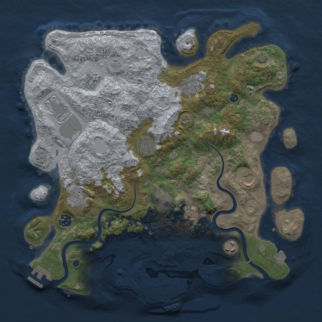 Rust Map: Procedural Map, Size: 3850, Seed: 3567676, 16 Monuments