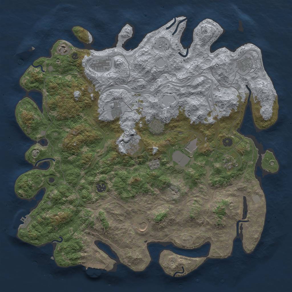 Rust Map: Procedural Map, Size: 4500, Seed: 913942, 20 Monuments
