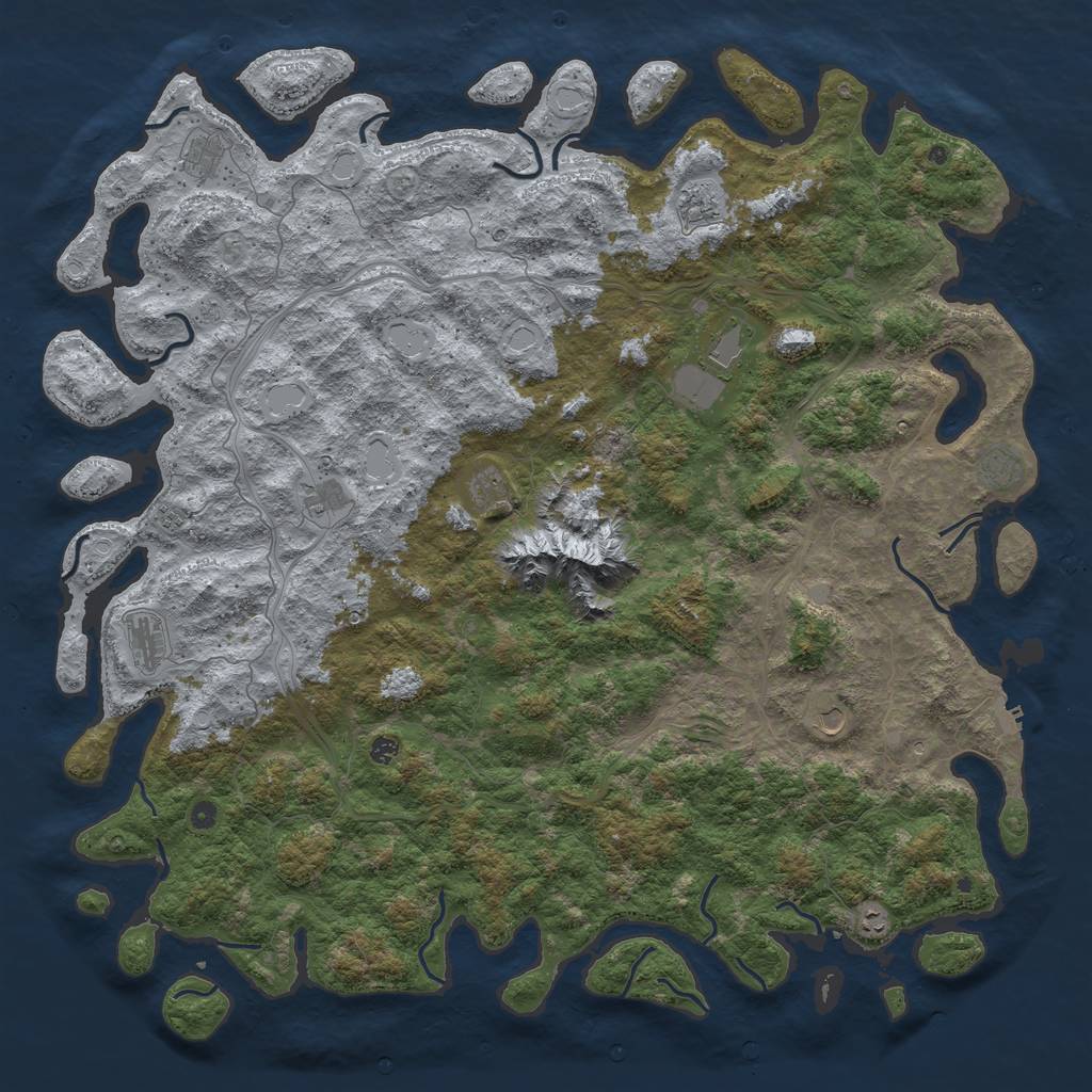 Rust Map: Procedural Map, Size: 6000, Seed: 107808625, 19 Monuments