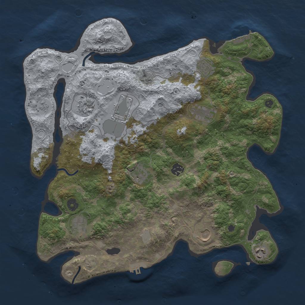 Rust Map: Procedural Map, Size: 3850, Seed: 8171401, 18 Monuments