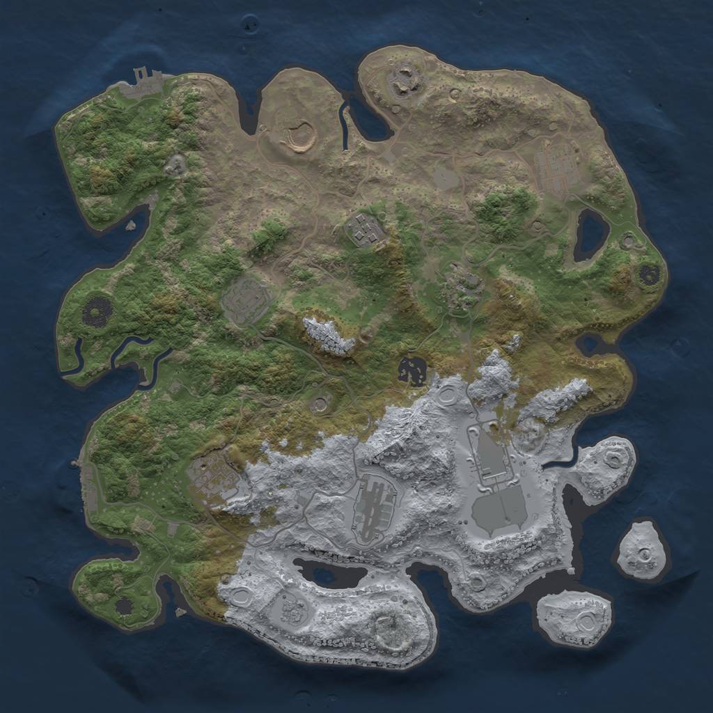 Rust Map: Procedural Map, Size: 3500, Seed: 570244378, 19 Monuments