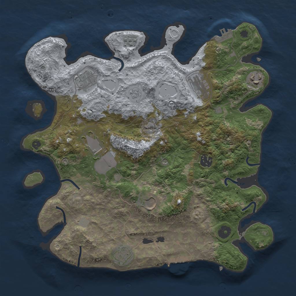 Rust Map: Procedural Map, Size: 3500, Seed: 304299773, 17 Monuments