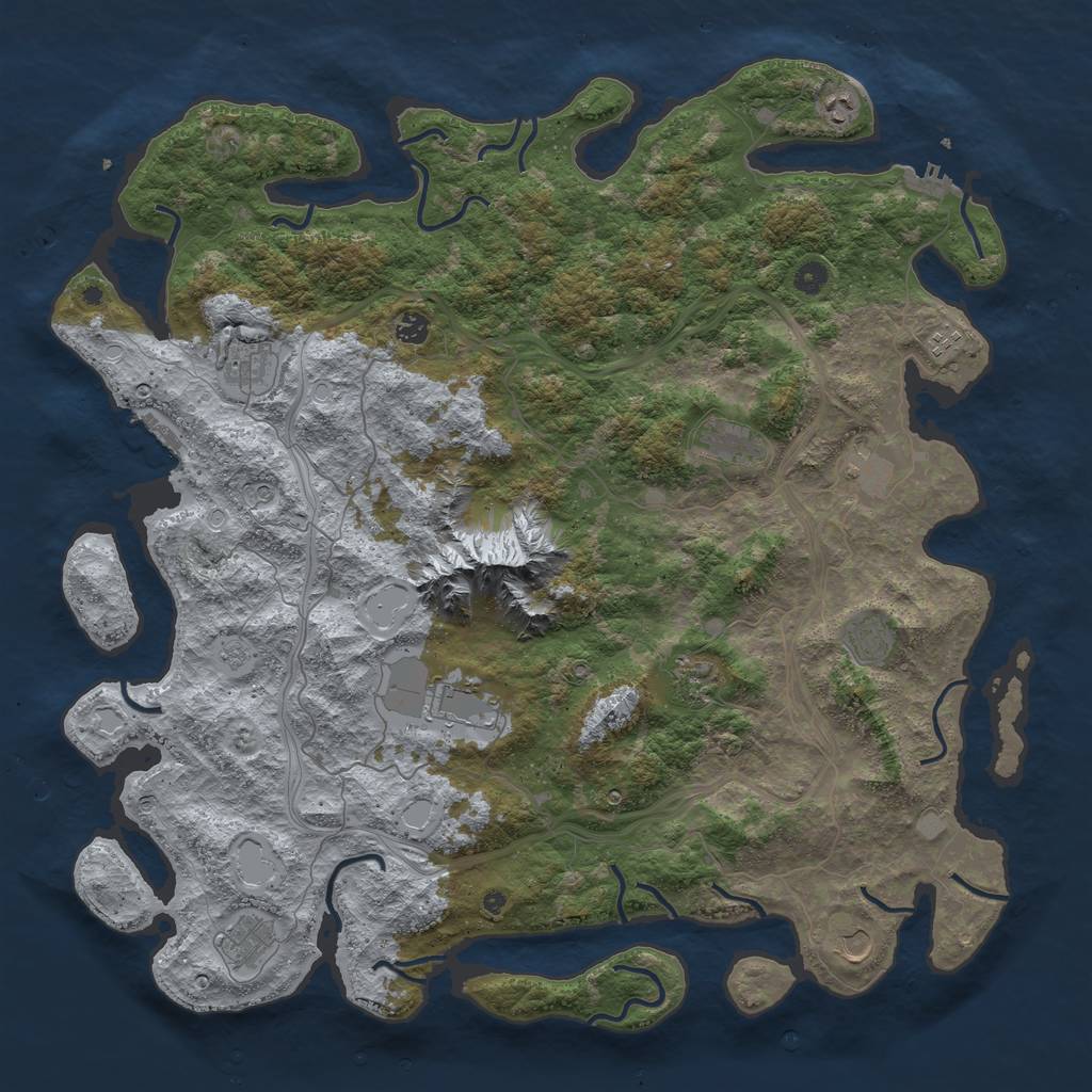 Rust Map: Procedural Map, Size: 5000, Seed: 779446805, 20 Monuments