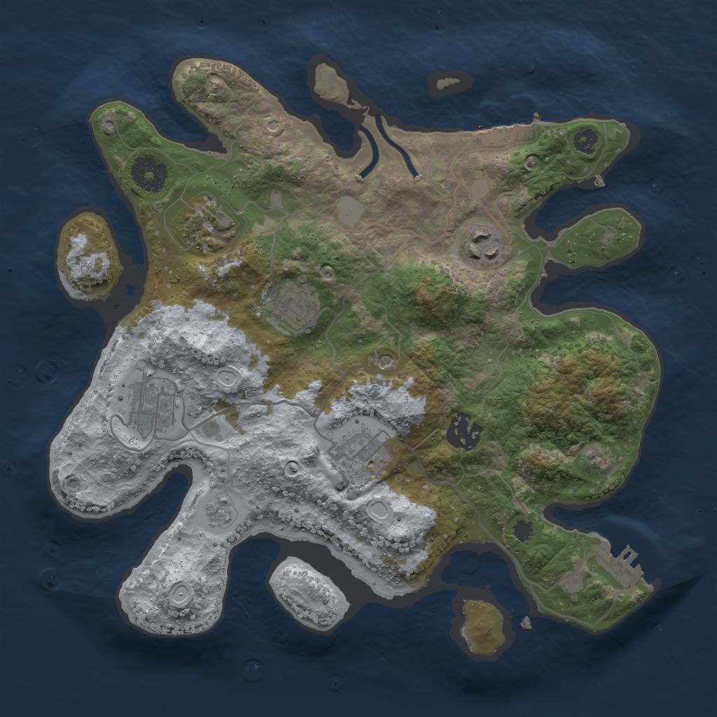 Rust Map: Procedural Map, Size: 3000, Seed: 1856797701, 15 Monuments