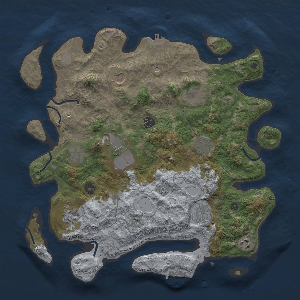 Rust Map: Procedural Map, Size: 3850, Seed: 3664942, 19 Monuments