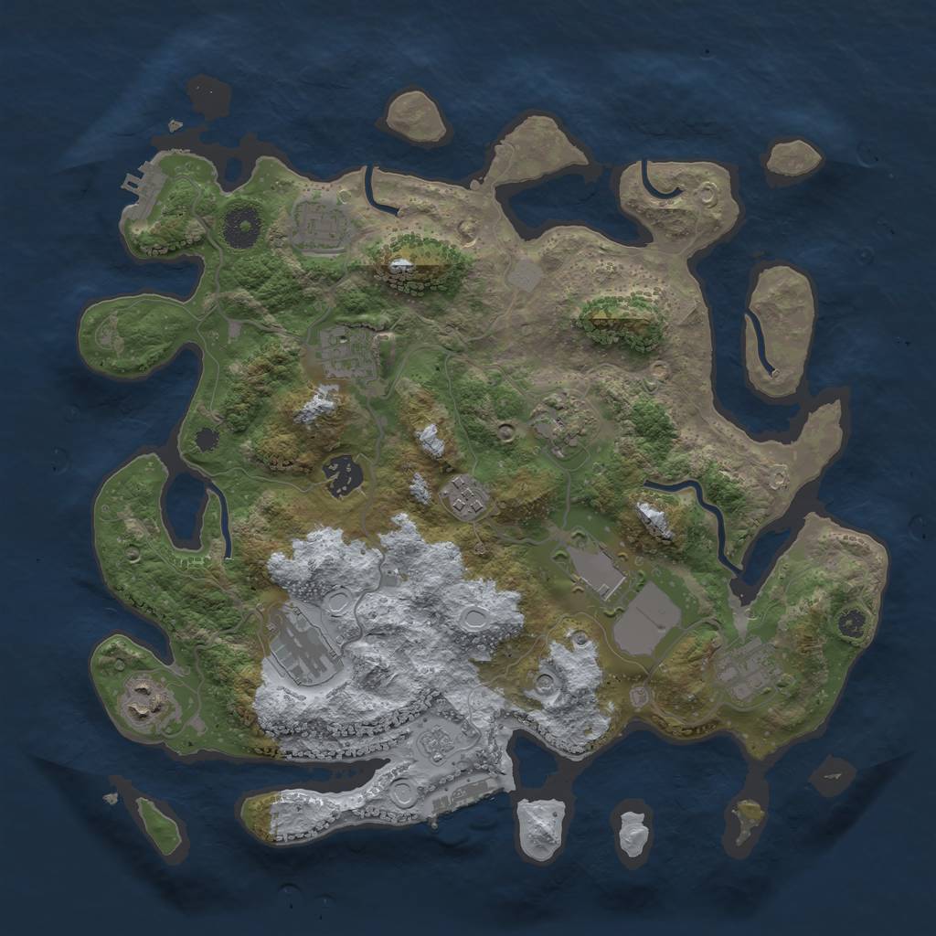Rust Map: Procedural Map, Size: 3500, Seed: 1840543721, 18 Monuments