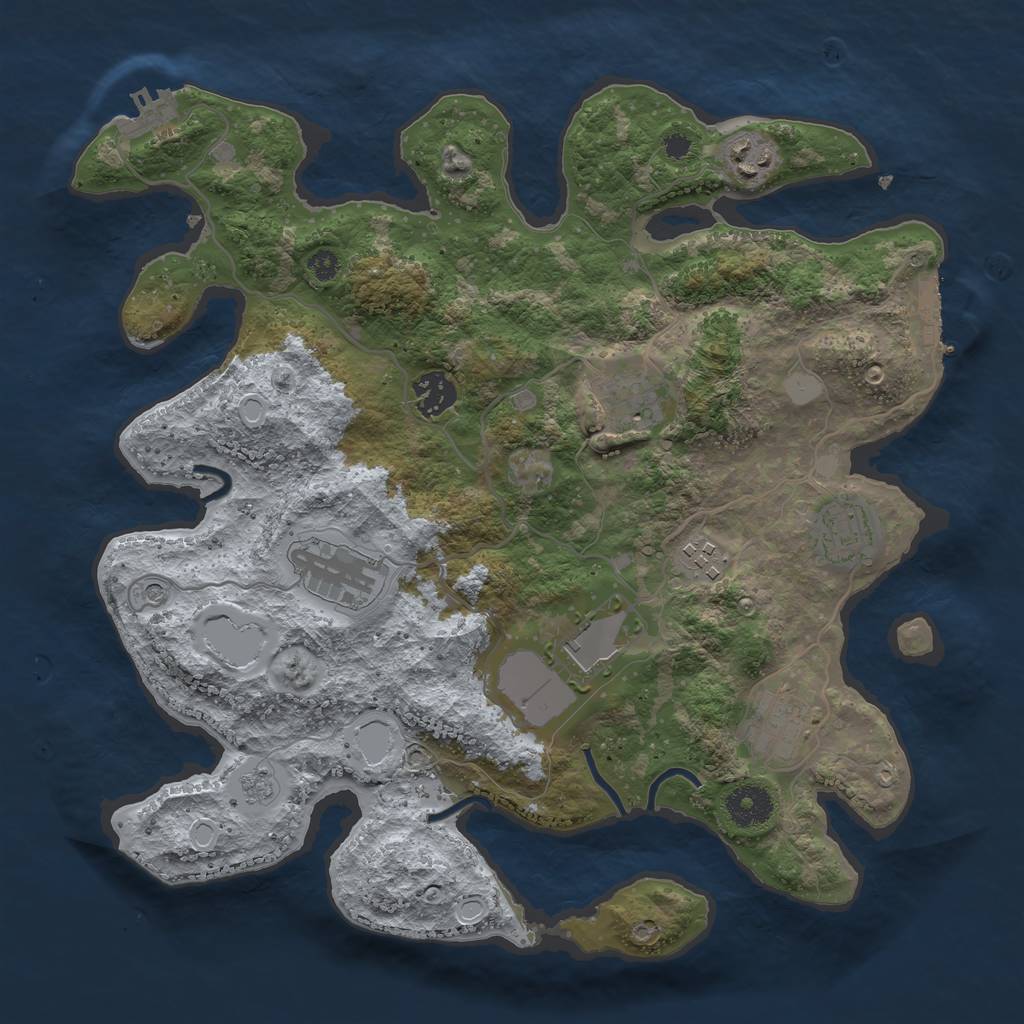 Rust Map: Procedural Map, Size: 3500, Seed: 705922059, 17 Monuments