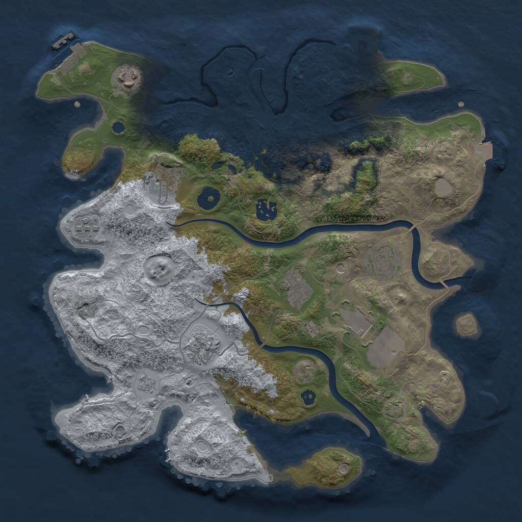Rust Map: Procedural Map, Size: 3500, Seed: 705922059, 14 Monuments