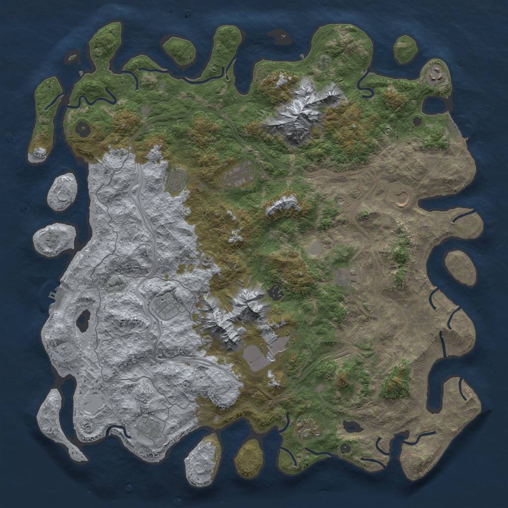 Rust Map: Procedural Map, Size: 5000, Seed: 975856858, 20 Monuments