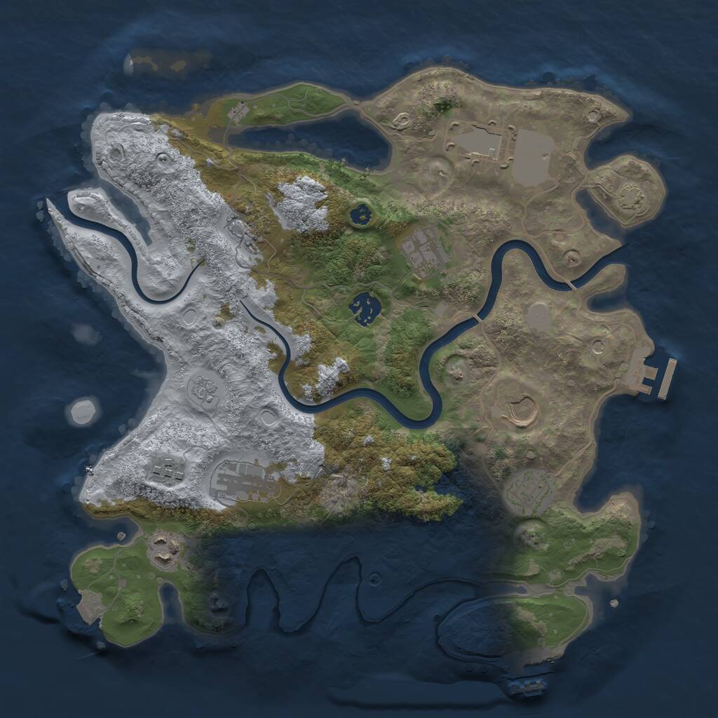 Rust Map: Procedural Map, Size: 3500, Seed: 24725, 15 Monuments
