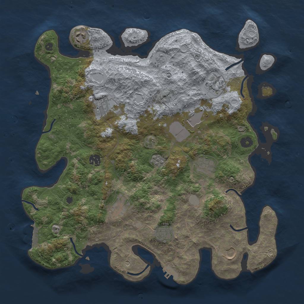 Rust Map: Procedural Map, Size: 3850, Seed: 4034040, 19 Monuments