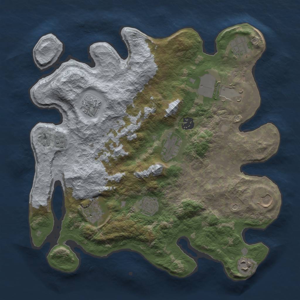Rust Map: Barren, Size: 3500, Seed: 746506853, 13 Monuments