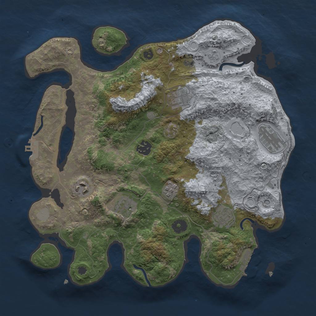 Rust Map: Procedural Map, Size: 3300, Seed: 407748571, 16 Monuments
