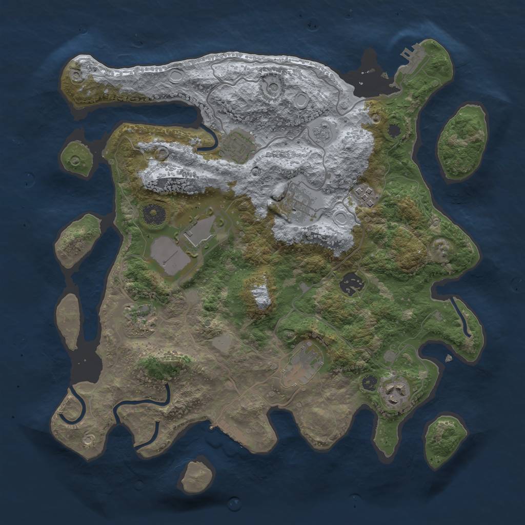 Rust Map: Procedural Map, Size: 3500, Seed: 1789422768, 17 Monuments
