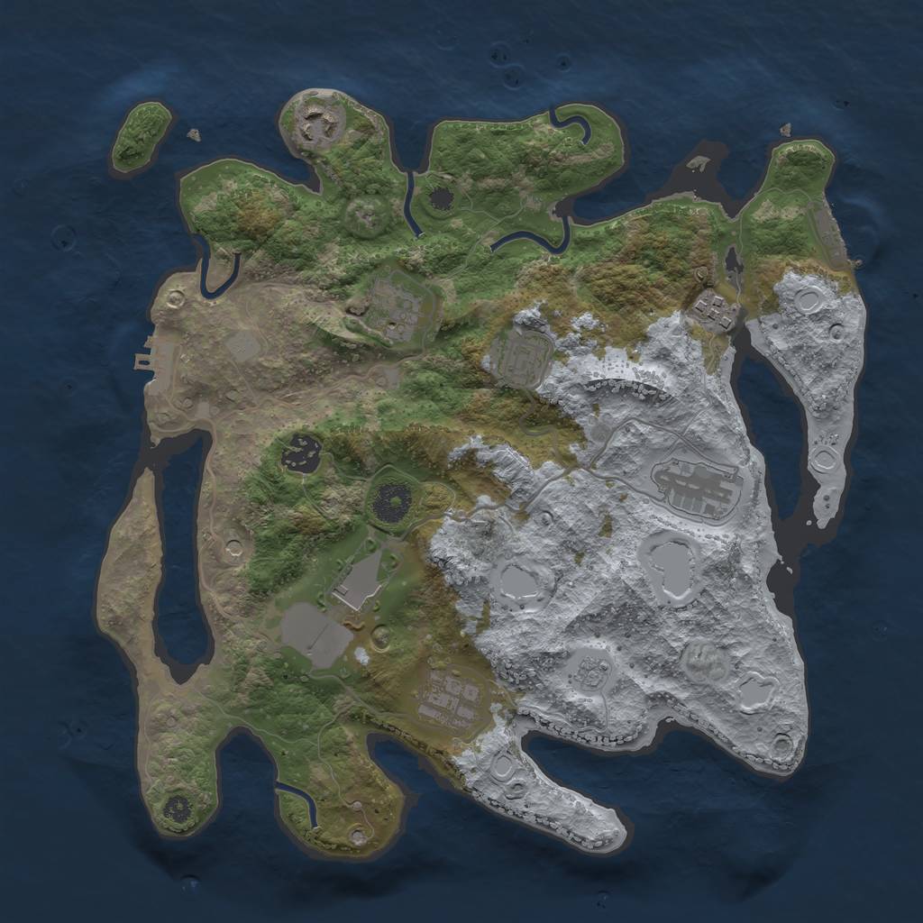 Rust Map: Procedural Map, Size: 3500, Seed: 29864, 17 Monuments