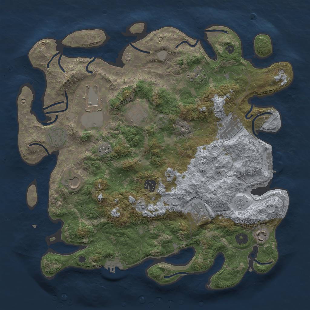 Rust Map: Procedural Map, Size: 3800, Seed: 1215, 19 Monuments