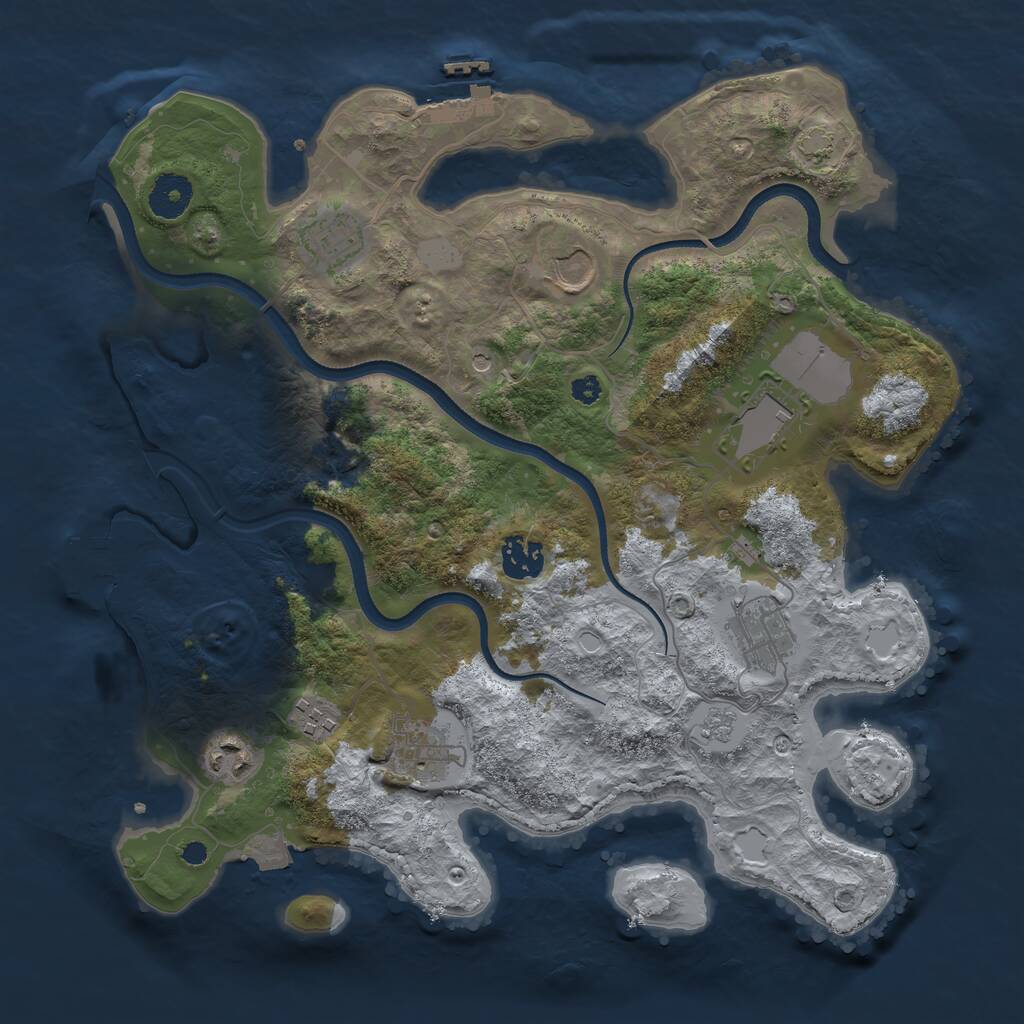 Rust Map: Procedural Map, Size: 3500, Seed: 689646370, 14 Monuments