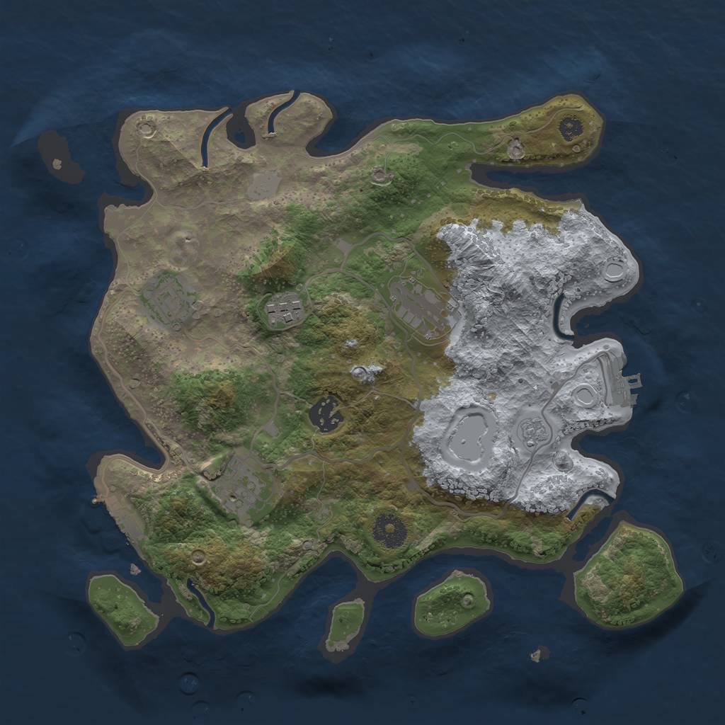 Rust Map: Procedural Map, Size: 3200, Seed: 41446, 13 Monuments