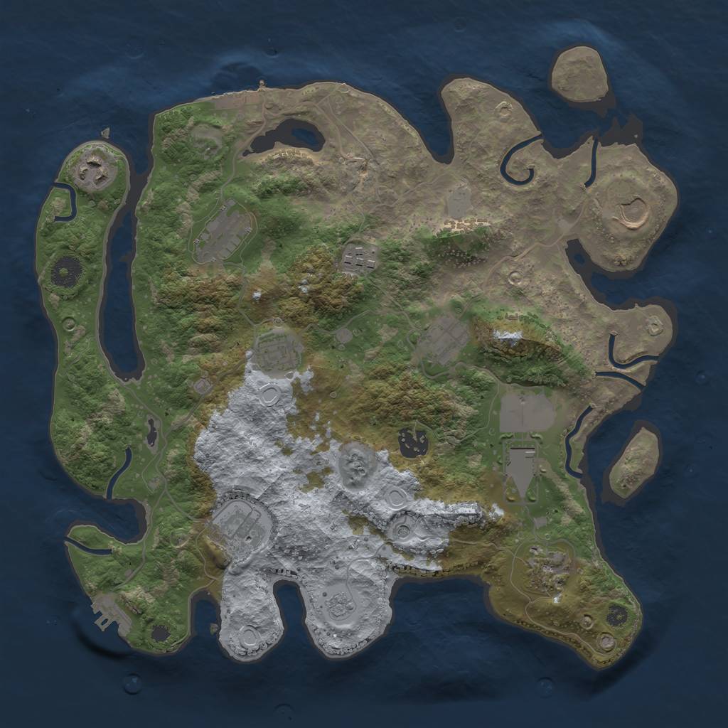 Rust Map: Procedural Map, Size: 3500, Seed: 1160224095, 19 Monuments
