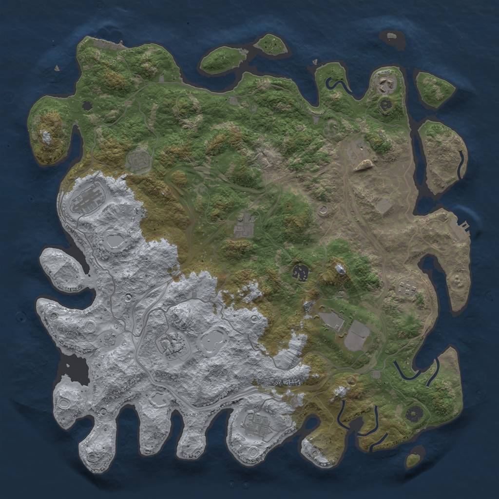 Rust Map: Procedural Map, Size: 4500, Seed: 260485524, 19 Monuments