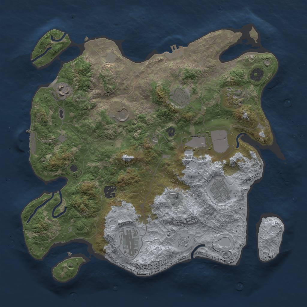 Rust Map: Procedural Map, Size: 3500, Seed: 7648545, 17 Monuments