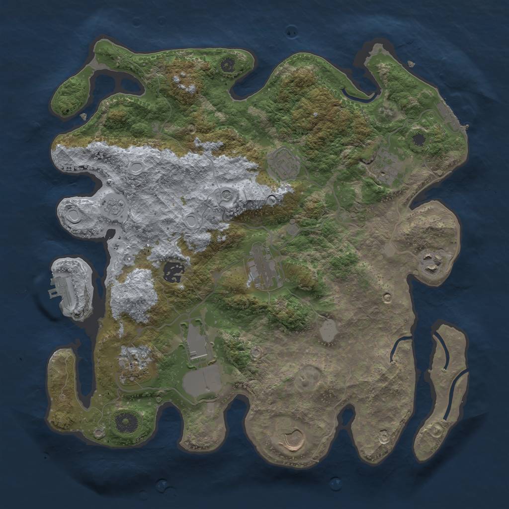 Rust Map: Procedural Map, Size: 3500, Seed: 692287472, 17 Monuments