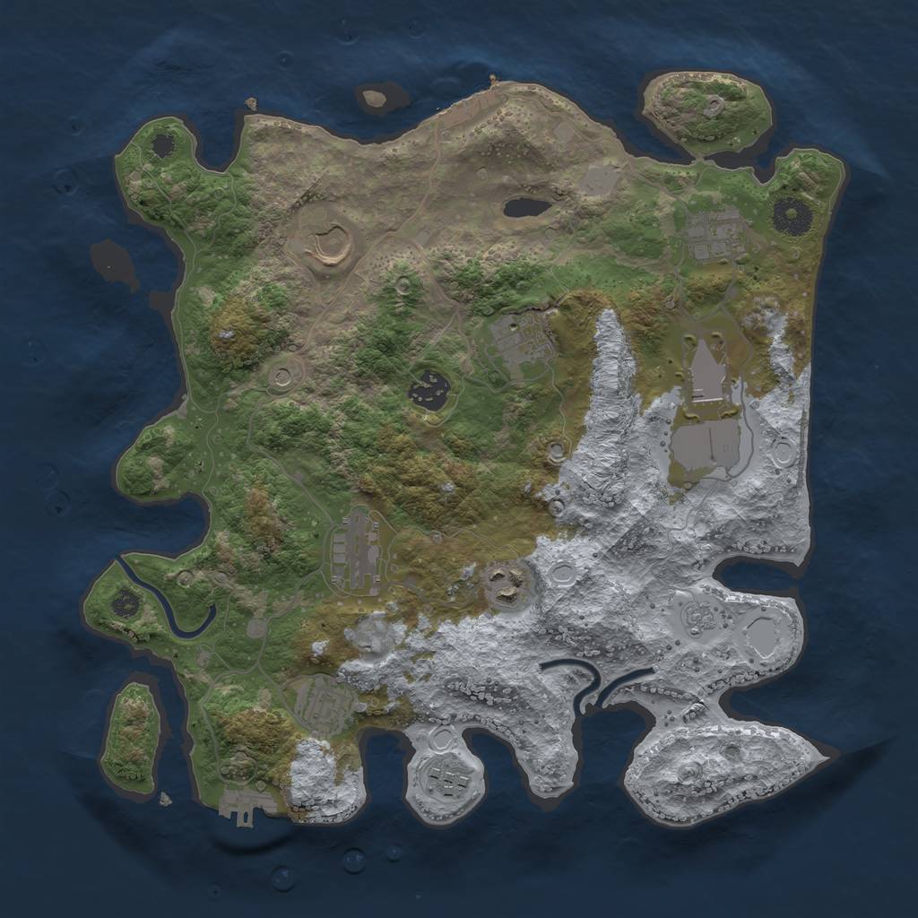 Rust Map: Procedural Map, Size: 3500, Seed: 42256, 18 Monuments