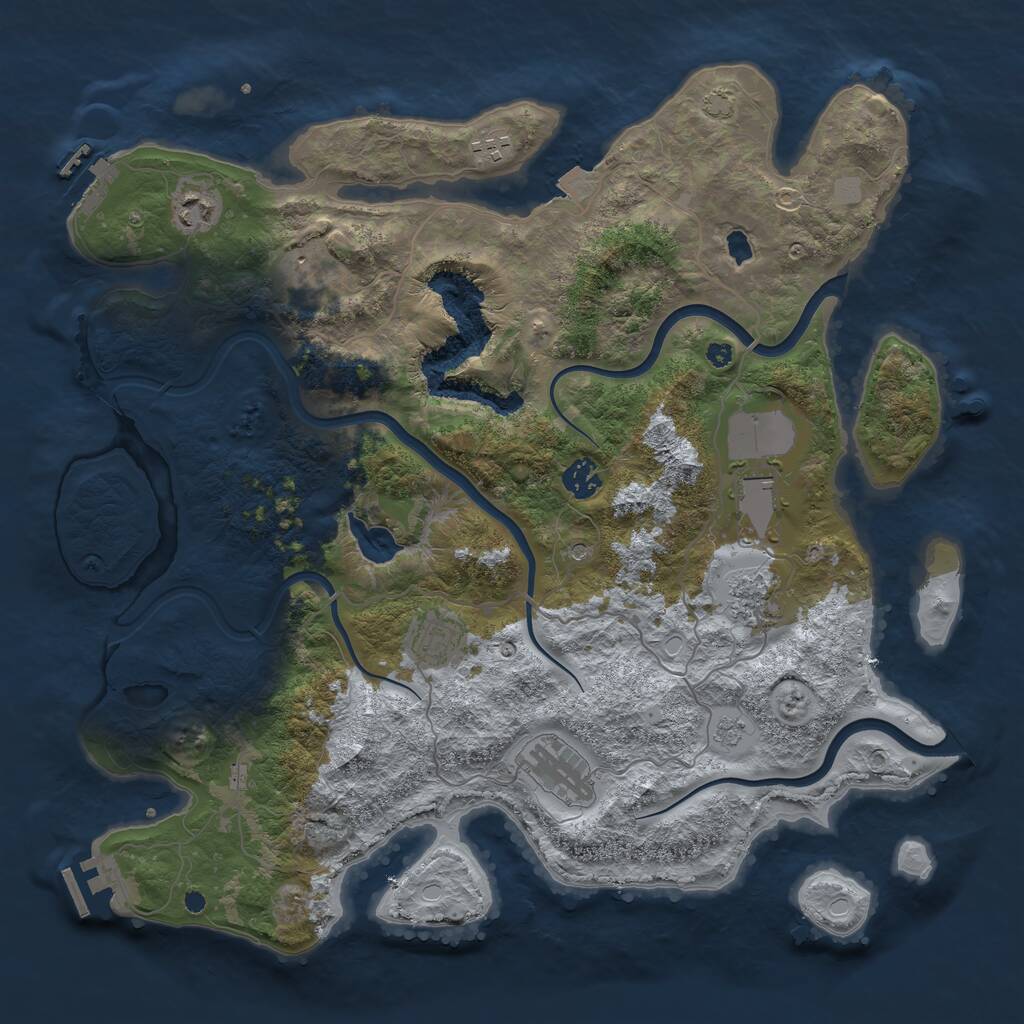 Rust Map: Procedural Map, Size: 4000, Seed: 3456436, 14 Monuments
