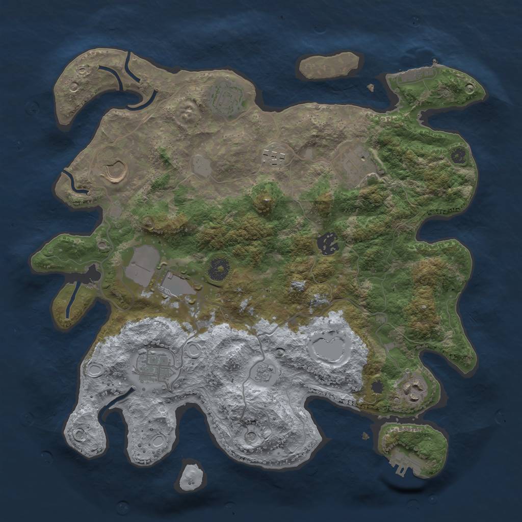 Rust Map: Procedural Map, Size: 3500, Seed: 115617, 17 Monuments
