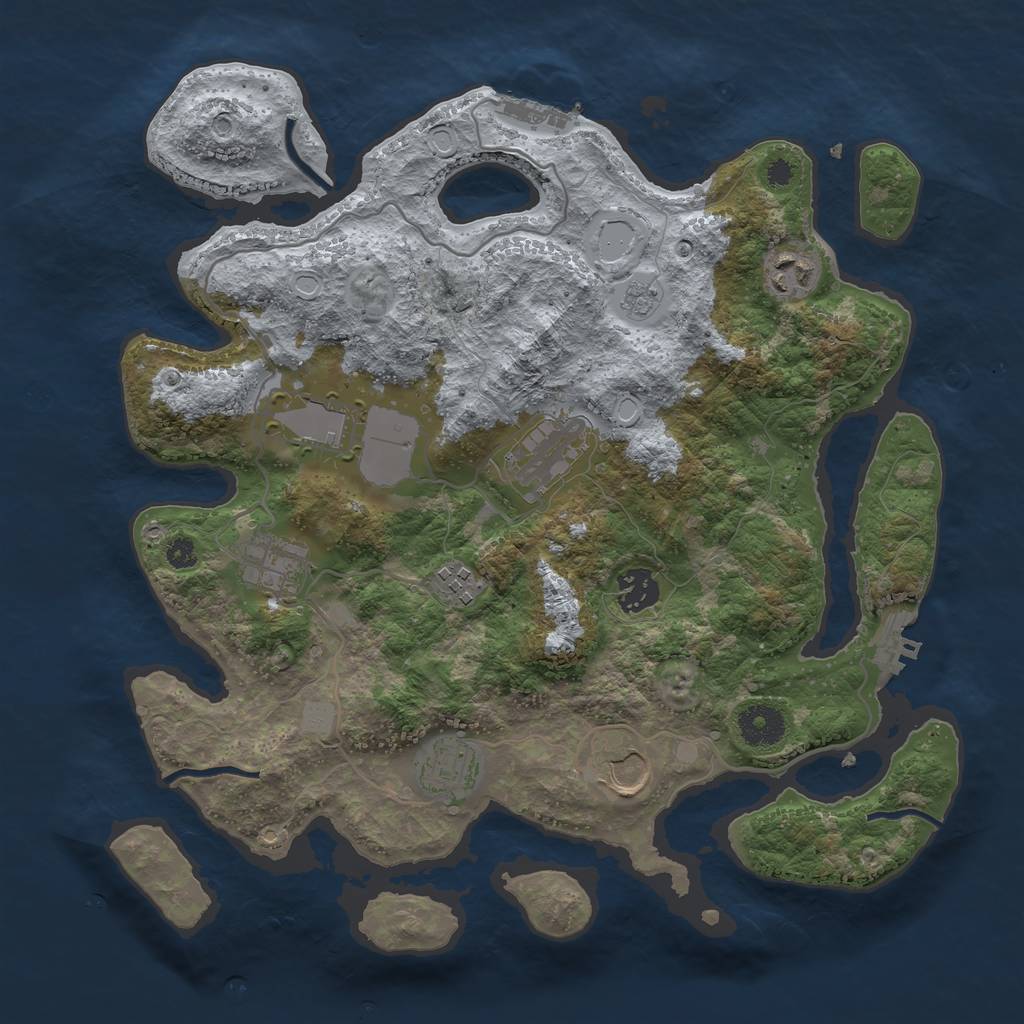 Rust Map: Procedural Map, Size: 3500, Seed: 3020305, 16 Monuments