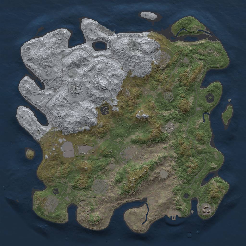 Rust Map: Procedural Map, Size: 4000, Seed: 532053286, 17 Monuments