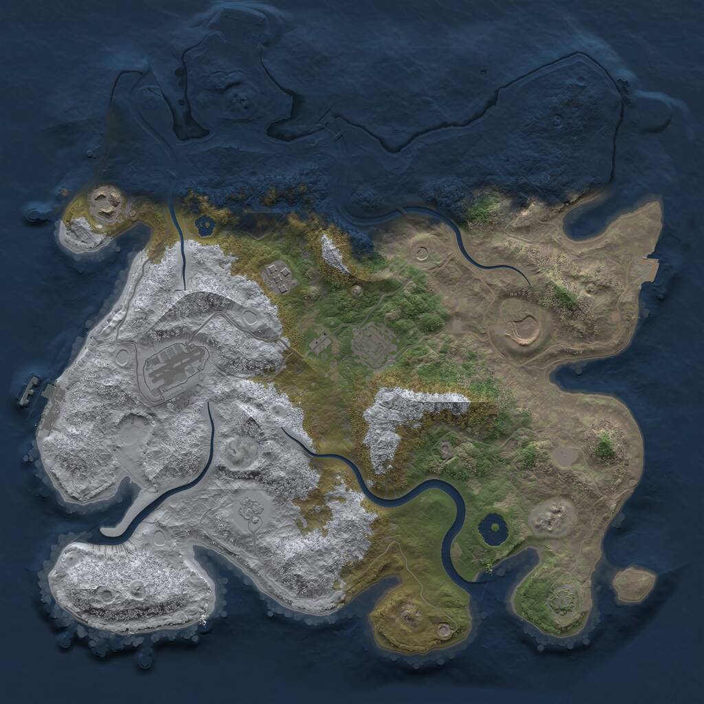 Rust Map: Procedural Map, Size: 3500, Seed: 76608066, 11 Monuments