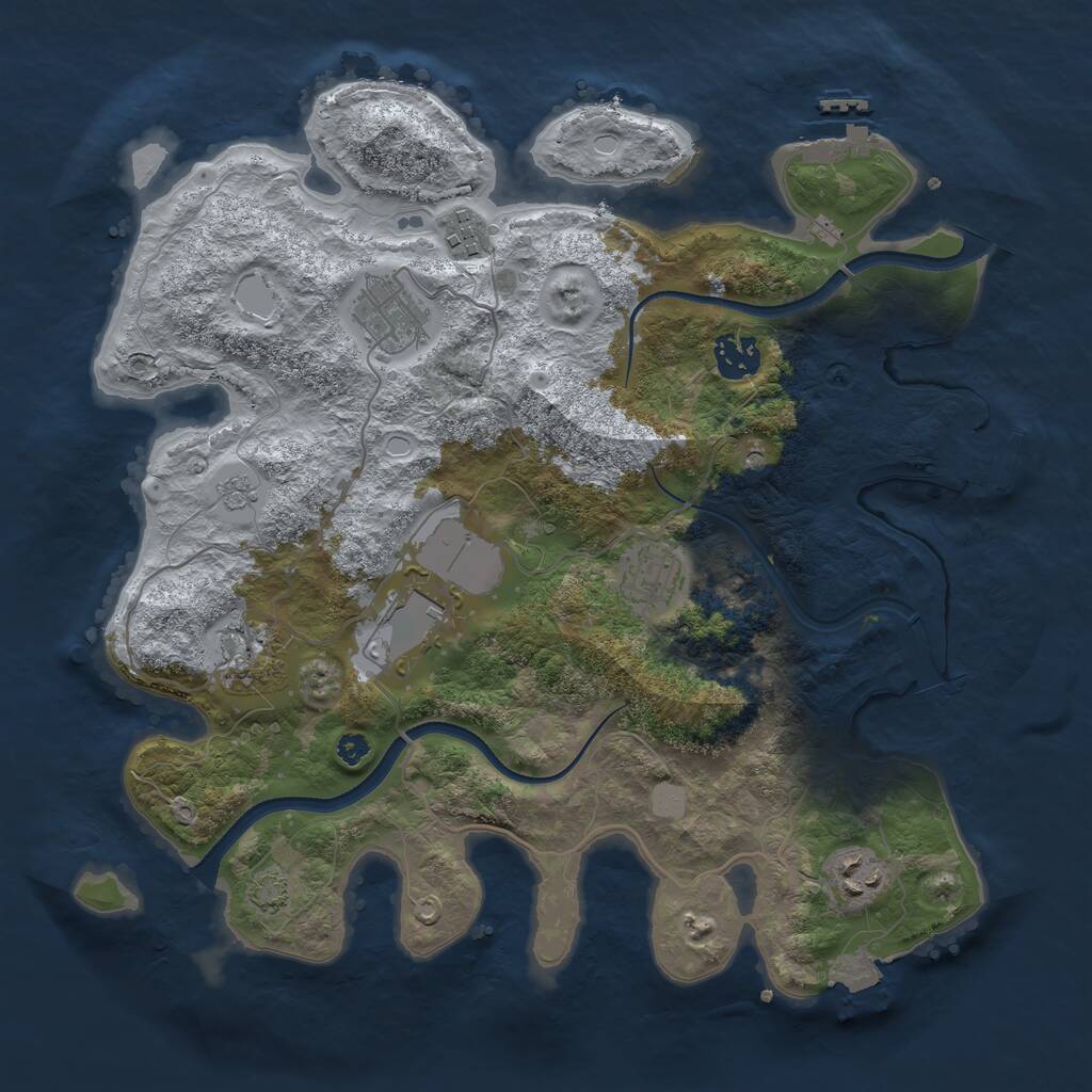 Rust Map: Procedural Map, Size: 3500, Seed: 20624381, 13 Monuments