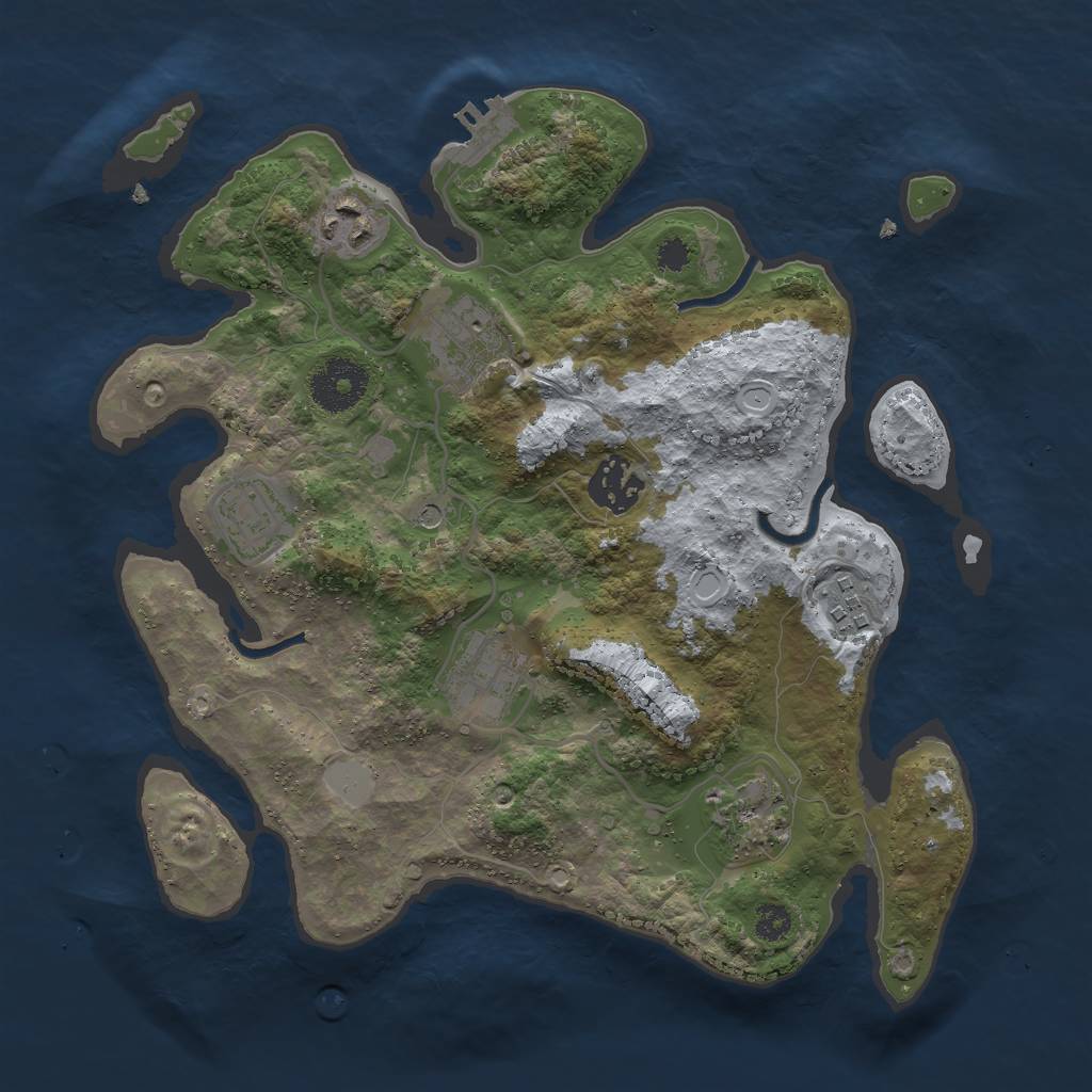 Rust Map: Procedural Map, Size: 3000, Seed: 49377670, 14 Monuments