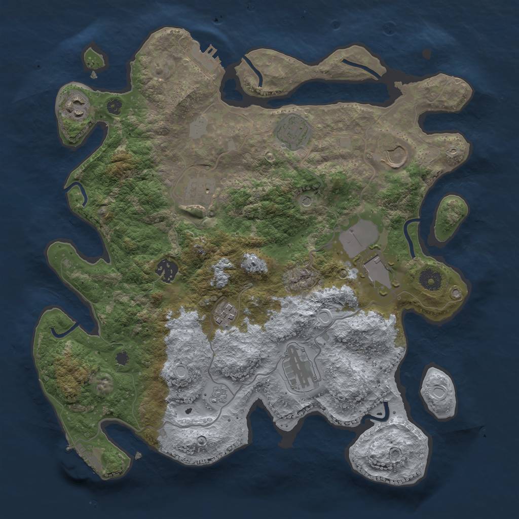 Rust Map: Procedural Map, Size: 3500, Seed: 510030, 15 Monuments