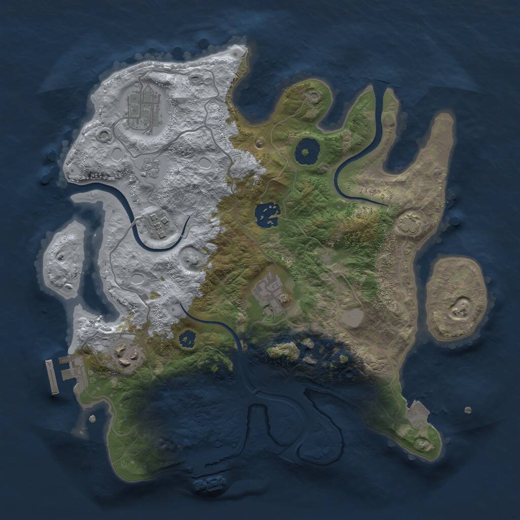 Rust Map: Procedural Map, Size: 3000, Seed: 27054, 10 Monuments