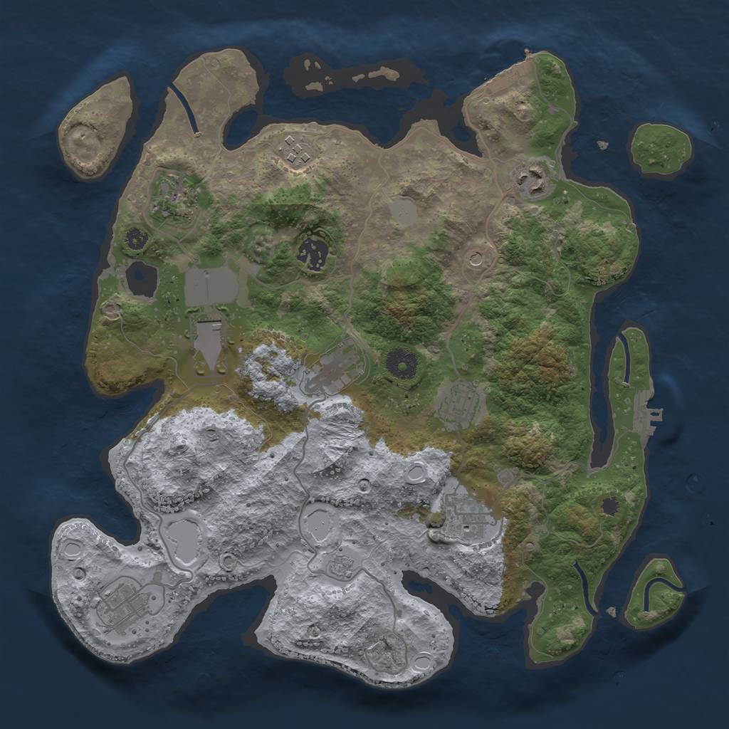 Rust Map: Procedural Map, Size: 3500, Seed: 22074740, 18 Monuments