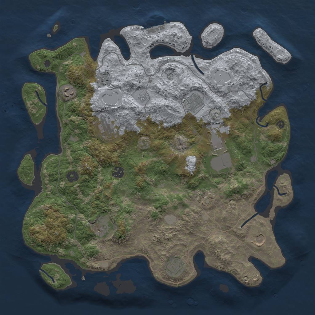 Rust Map: Procedural Map, Size: 4000, Seed: 455801297, 18 Monuments