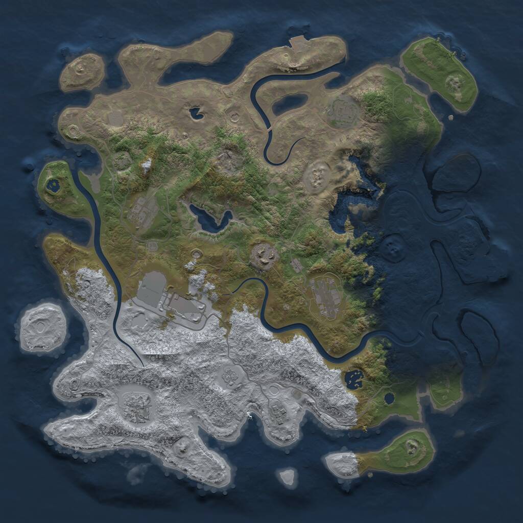 Rust Map: Procedural Map, Size: 4000, Seed: 118712637, 13 Monuments