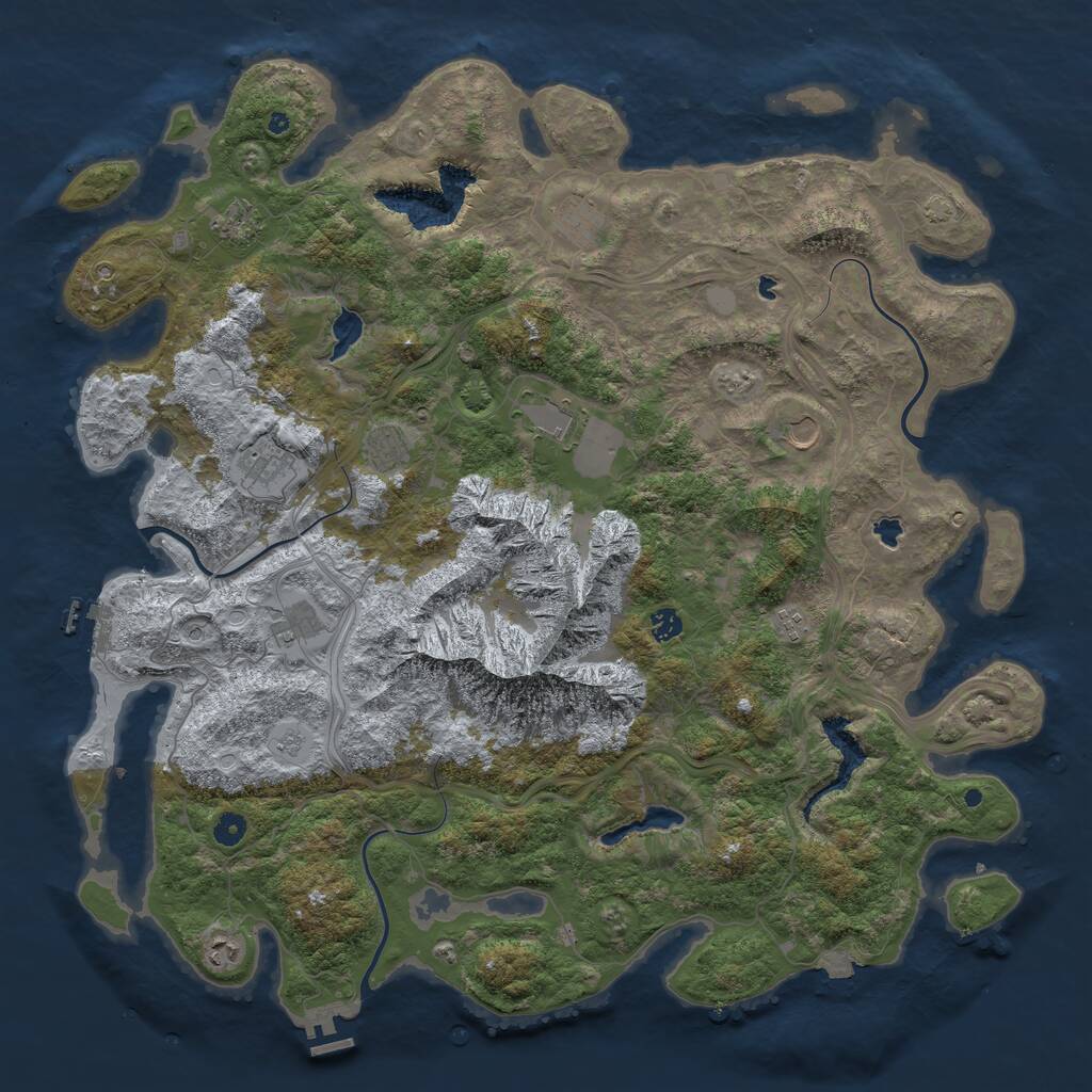 Rust Map: Procedural Map, Size: 5000, Seed: 6745, 16 Monuments