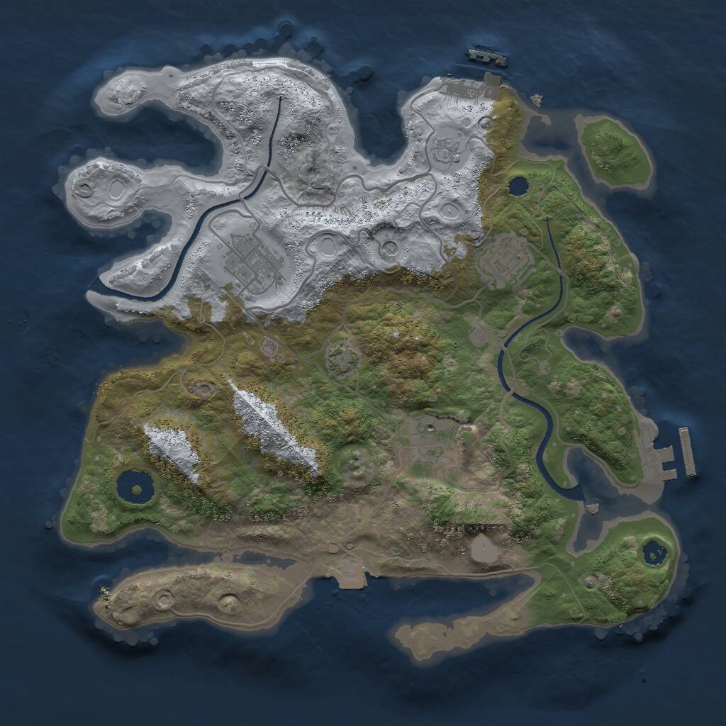 Rust Map: Procedural Map, Size: 3000, Seed: 9153768, 9 Monuments