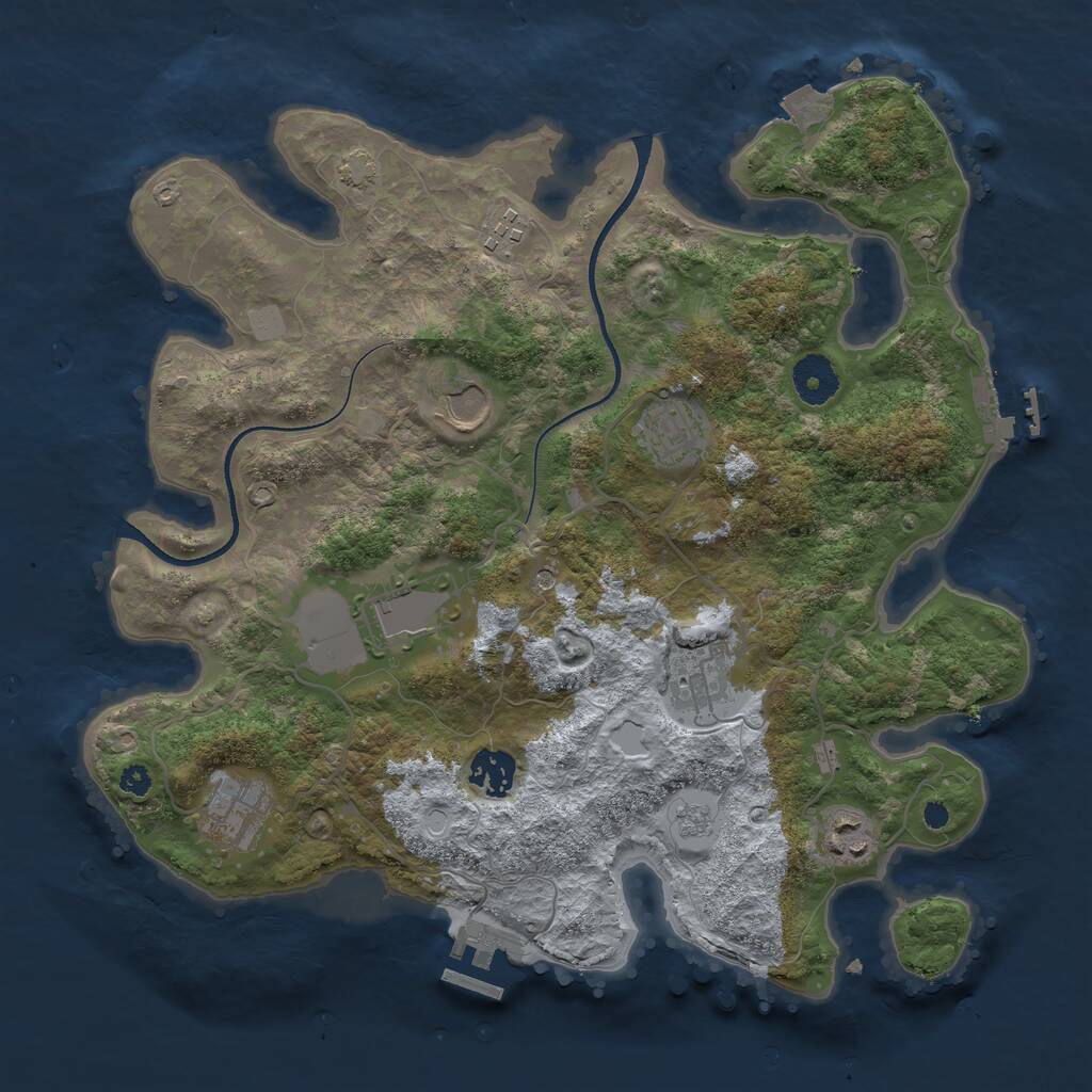 Rust Map: Procedural Map, Size: 3500, Seed: 981448627, 14 Monuments