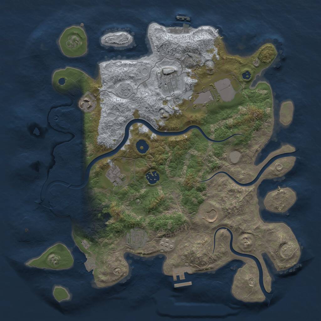 Rust Map: Procedural Map, Size: 3700, Seed: 1906992789, 14 Monuments